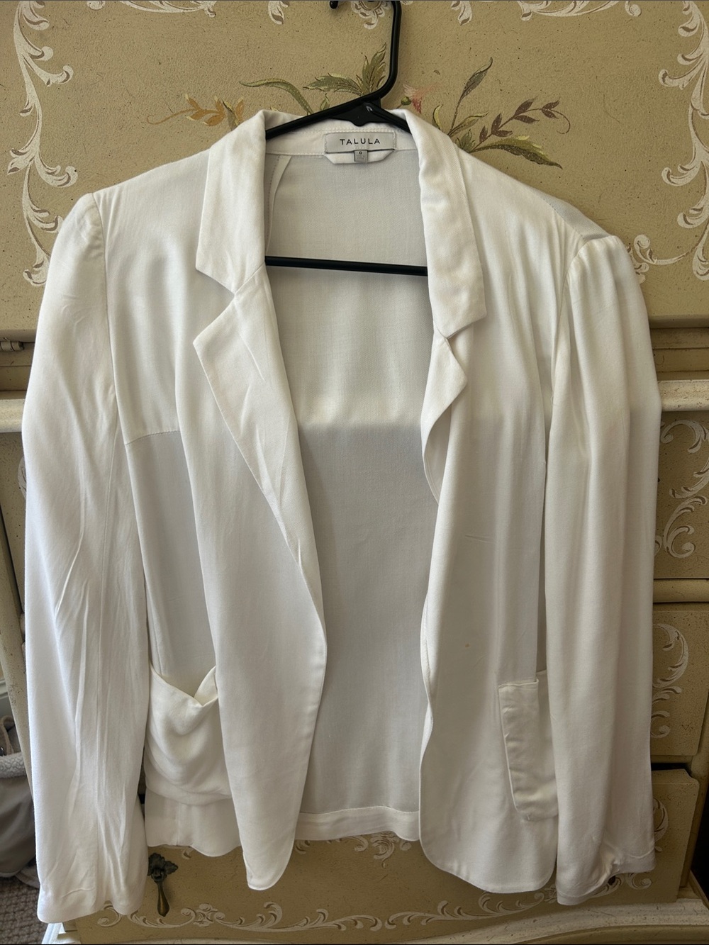 Talula White Open-Front Draped Blazer